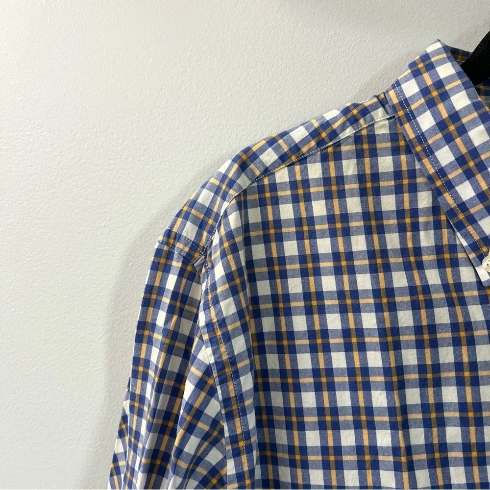 J. Crew Blue & Yellow Plaid Cotton Button Down Dress Shirt Large